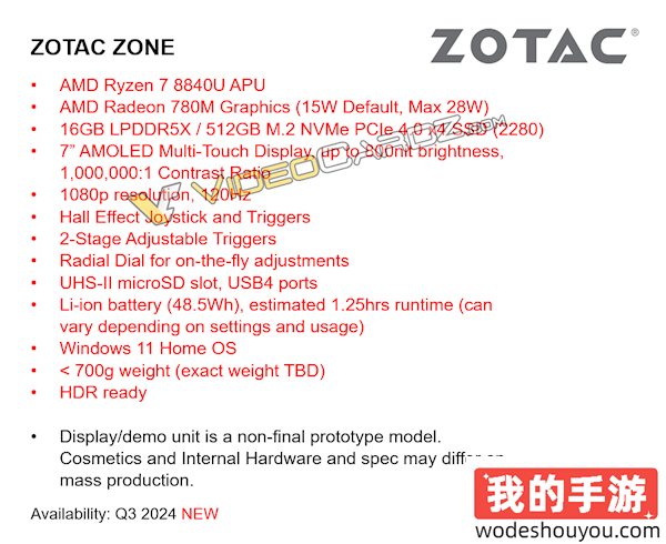 索泰推出首款掌机ZONE：全球首发120Hz AMOLED屏幕！搭载锐龙7 8840U处理器(图2)