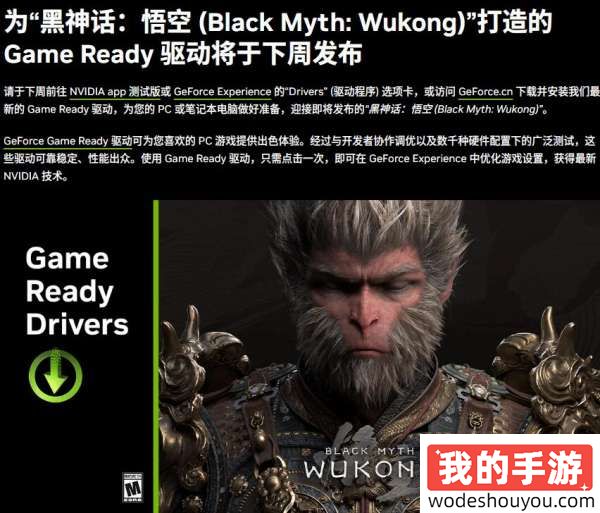 专为猴哥打造！《黑神话：悟空》专属N卡驱动下周发布